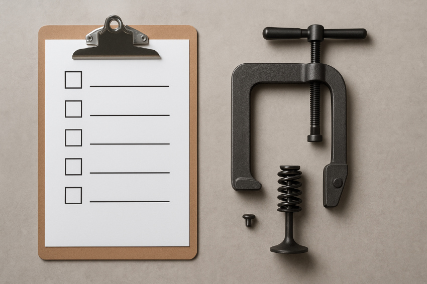 چک لیست پیش از شروع کار با دستگاه آب بندی سوپاپ 